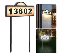 LED Solar Address Sign, Address Numbers for Yard with 2 Colors, Warm White & Cool White, IP 65 Waterproof House Numbers Sign for Outside, Wall Mounted/In Ground Solar House Number kit