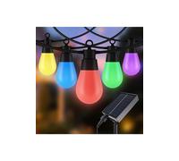 LED Solar Bulb String Lights, 6.5m, 10 bulbs, 8 modes RGBW Living and Home Multi One Size