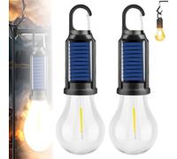 LED Solar Camping Lights, Portable Rechargeable Tent Bulb for Camping, Indoor & Outdoor Hanging Lanter with Hooked, Waterproof Tungsten Light for Hiking, Emergency Outage, Emergencies(2PCS)