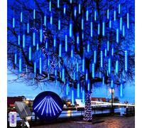 LED Solar Falling Christmas Lights, 240 LEDs Meteor Shower Rain Lighting Snowfall Lights, 10 Tubes 30 cm Waterproof Christmas Lights for Xmas Tree Wedding Decoration (Blue)