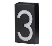 LED Solar House Number Light Illuminated Outdoor Plaques Wall Art Address Plate for House Hotel Store Yard Street Garage Gate(Digital 3)