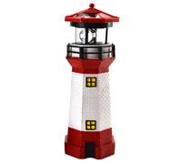 LED Solar Lighthouse 28 cm | Garden Beacon Red White | Decoration Lighting