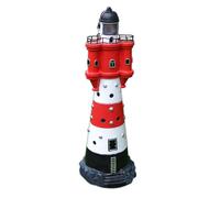 Led Solar Lighthouse 50 cm | Garden Beacon Red White | Decoration Lighting