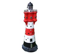 Led Solar Lighthouse 50 cm | Garden Beacon Red White | Decoration Lighting