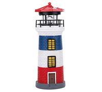 LED Solar Lighthouse Statue Rotating Lawn Craft Decorations for Outdoor Light Garden Courtyard(Red+Blue+White)