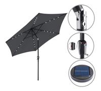 Kingsleeve® Florida 3m Aluminium Garden Parasol with LED Solar Lighting and Protective Cover | 300cm UV Protection 80+ | Large Hexagonal Round Tiltable Patio Balcony Umbrella | Anthracite