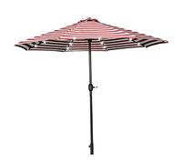 LED Solar Patio Umbrella 2.7m Red-White Striped Garden Umbrella with Crank Perfect for Balcony Terrace & Beach - Stylish Sunshade for Outdoor Relaxation