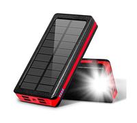 LED Solar Power Bank, 30000mAh Large Capacity Phone Charger, Portable Solar Power Station with 4 USB Ports, Fast Charging Power Bank for Outdoor Camping Emergency, Long Battery Life