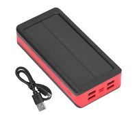 LED Solar Power Bank 30000mAh, Large Capacity Solar Charger with 4 USB Ports, Fast Charge, 3 Light Modes, Red - High Capacity Battery, Dual Charging Inputs, Ideal for Outdoor