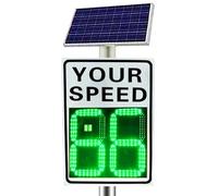 LED Solar Powered Radar Feedback Sign, Aluminum Digital Rader Speed Detector Signs with Accessories, for Highways, Speed-Limited Roads(24x35in)