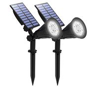 LED Solar Spotlight, T-SUNRISE Outdoor Security Garden Landscape Lamps, 180°Angle Adjustable,Daylight 6000K, Auto On/Off for Home, Driveway, Garage, Wall, Lawn, Backyards, Patio etc. (2 Packs)