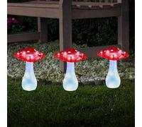 SMART GARDEN Magic Mushroom LED solar ground spike, set of 3, red/white