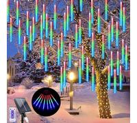 LED Solar String Lights Outdoor Christmas, 240 LEDs Meteor Rain String Lights, 10 Tubes 30 cm Waterproof Snow Fall Garland Lights for Christmas Tree Wedding Party Decor (Colour)