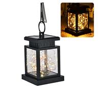 LED Solar Table Lamp Hanging Lantern with Clip Simulation Star Design Automatic Light Control Mode for Garden Patio Landscape Decoration (As Shown)