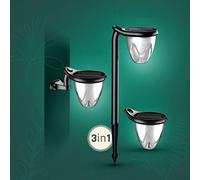 LED Solar Table Lamp Wall Lamp Ground Spike 3In1 Black IP44 Dimmable Warm & Cold