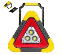 LED Solar Warning Triangle for Car, 2-in-1 Breakdown Triangle with 4 Modes Work Lamp, Foldable Portable Light for Road Aid, Repair and Camping