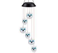 LED Solar Wind Chime Lights Color Changing Owl Hanging Lamp Outdoor Garden Decorative Lights