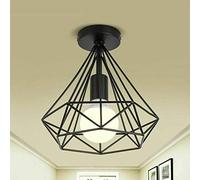 LED Sone Modern Geometric Ceiling Light Black Metal Cage Industrial Style Easy Fit E27 Holder