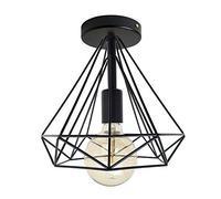 LED Sone Modern Geometric Ceiling Light Black Metal Cage Pendant Lamp Industrial Style Flush Mount E27 Holder Easy Fit for Home, Office, Kitchen, Bedroom, Hallway Lighting Fixture