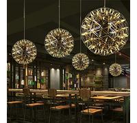 LED Spark Ball Pendant Light Creative Gypsophila Round Stainless Steel Fireworks Chandelier Ceiling Light Decorative Ceiling Lamp for Bedroom, Living Room, Cafe, Shopping Mall