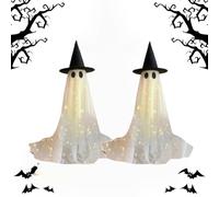 LED Sparkling Ghosts Decor, 30x165 Cm, Spooky Halloween Ghost Decor, With Remote Control String Lights for Porches Yards Gardens, Easy to Set Up?2 pieces?