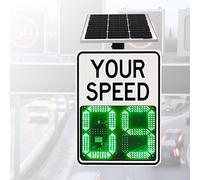 LED Speed Detector Sign, Solar Powered Radar, Real-Time Driver Feedback, Overspeed Alert, Aluminum IP65 Housing, Roads, Parking Lots, School Zones
