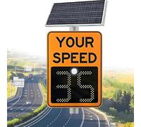 LED Speed Display Sign - Solar Powered Speed Limit Sign with Remote Control - 3-Digit LED Feedback for Speed Monitoring