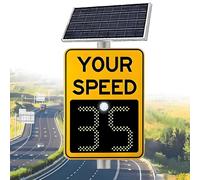 LED Speed Display Sign - Solar Powered Speed Limit Sign with Remote Control - 3-Digit LED Feedback for Speed Monitoring