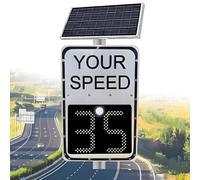 LED Speed Display Sign - Solar Powered Speed Limit Sign with Remote Control - 3-Digit LED Feedback for Speed Monitoring
