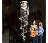 LED Spiral Round Crystal Long Chandelier,Modern Hanging Line Restaurant Double Partition Staircase Light Height Adjustable Flush Mount Pendant Lighting Fixture gifts AA+ (Size : 35 * 120cm)