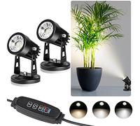 Led Spot Lights Indoor Uplighting - Dimmable Up Lights Indoor Spotlight, 3W Floor Spot Lights Uplights Accent Light for Plants, 3 Color Lighting Modes & Auto On/Off Timer Function (2 Pack)
