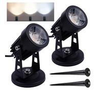 LED Spot Lights Indoor Uplighting, Plug-in Mini Spotlight for Accent Lighting, Tracing Lighting, Artwork Lighting, Floor Plant Spotlight, 3 Color Temperature, Stepless Dimming, 2Pack