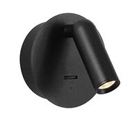 LED Spotlight, Bedroom Bedside Reading Wall Lamp, 1W LED Wall Lighting Fixtures, Black Metal Wall Sconce with Adjustable, Round Study Office Wall Lamps