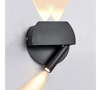 LED Spotlight, LED Wall Sconce Black Bedside Reading Wall Lamp with Hidden Switch, Rotatable Reading 3W+3W 3000K Up Down Wall Light Fixture Hardwired, Bedroom Hallway