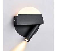 LED Spotlight, LED Wall Sconce Black Bedside Reading Wall Lamp with Hidden Switch, Rotatable Reading 3W+3W 3000K Up Down Wall Light Fixture Hardwired, Bedroom Hallway
