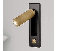 LED Spotlight, Recessed Wall Spot Light Headboard Reading Lamp Engineering Hotel - LED Bedroom Bedside Lamp 360° Rotatable ° Foldable Sconce with Push Switch (Brushed Brass)