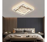 Led Square Ceiling Light Restaurant Recessed with Remote Control 3000K-6500K Personalized Romantic Bedroom Kitchen Corridor Cloakroom Light (Col, Black, a