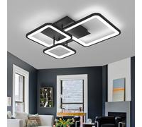 LED Square Ceiling Lights with Remote Control, App Memory Function, Dimmable, No Flicker, Eye Protection - Black, 51CM for Bedroom, Kitchen, Living Room, Dining Room, Office