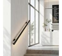 LED Stair Handrail with Motion Sensor Light, Wall Mount Metal Railing for Outdoor Stairs and Porch Entrance
