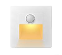 Led Stair Light Motion Sensor Recessed Wall Lamp Indoor Staircase Lighting With Human Body And Light Detector For Hallway Steps 86mm Square Or 60mm Round Box White Black Gold(White)