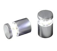 LED Standoff Fixings, 4-Pack, Satin Aluminium Finish, Red-White-Blue-Green, Wall Fixings Bolts for Billboards, Picture Frames & Glass Posters, Easy Installation, with UK Standard Adaptor (White)