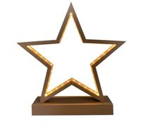 CASARIA® Wooden LED Christmas Star Decoration Light | Battery Operated 45 Warm White LED Illuminated Decorative Window Advent Star | Wireless Portable Brown