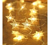 LED Star Lights 20 LEDs 3 m Warm White Christmas Stars Fairy Lights Waterproof Lighting Cord USB Battery Power Supply for Christmas Decoration Wall Tree Ceiling Living Room