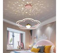 LED Starry Sky Chandelier Flower Design Children's Room Pendant Lights Dimmable Remote Control Dining Room Hanging Lamp Bedroom Lamp Dining Table Pendant Lamps Indoor Lighting Fixtures,Pink,40cm