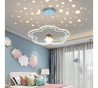 LED Starry Sky Chandelier Flower Design Children's room Pendant Lights Dimmable Remote Control Dining Room Hanging Lamp Bedroom Lamp Dining Table Pendant Lamps Indoor Lighting Fixtures,Blue,40cm