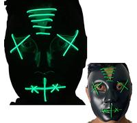 LED Stitched Purge Halloween Scary Mask Flashing Colourful Rave Full Face Mask Cosplay Glow for Halloween Bonfire Scary Mask Flashing Colourful Rave Full Face Silver Mask Cosplay Glow for Halloween Bo