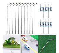 LED Street Lamps for N Scale Model Trains, 200 Pcs Metal Light Poles with Wired White Lights, Copper Material, 3V-12V Operating Voltage, for Railway and Building Layouts