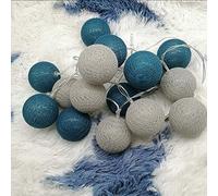 LED String Lights 6cm Cotton Ball, DOTBUY Nordic style Fairy Lights Christmas Decoration Battery Operated for Xmas Indoor outdoor Holiday Party Decor Garlands (Blue gray,4.8M/30LED)