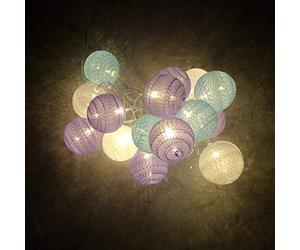 LED String Lights 6cm Cotton Ball, DOTBUY Nordic style Fairy Lights Christmas Decoration Battery Operated for Xmas Indoor outdoor Holiday Party Decor Garlands (Candy Purple,4.8M/30LED)