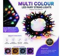 SHATCHI 500 LEDs Fairy String Lights Multicolour Indoor/Outdoor Christmas Tree/Home/Party/Wedding/Garden Decorations Green Cable 8 Modes Mains Powered Memory Auto Timer